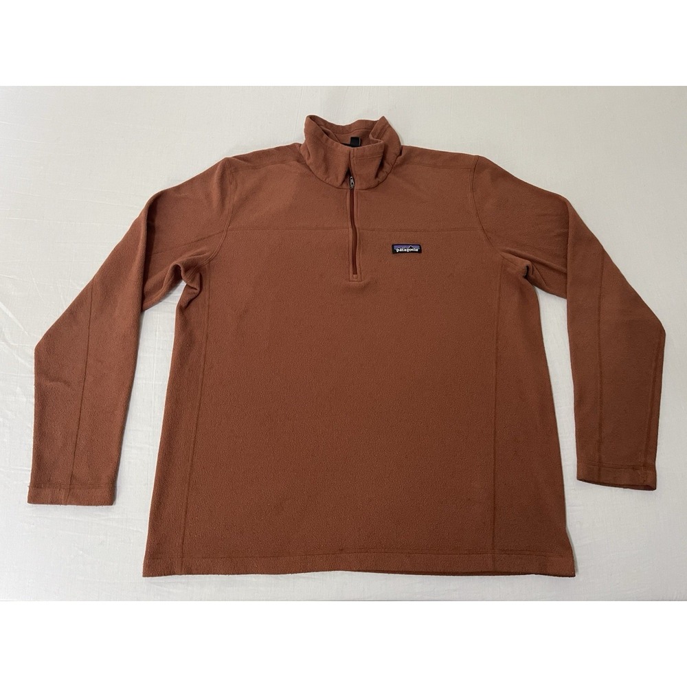 Patagonia Fleece Micro D Fleece Pullover Men's Large Orange 1/4 Zip